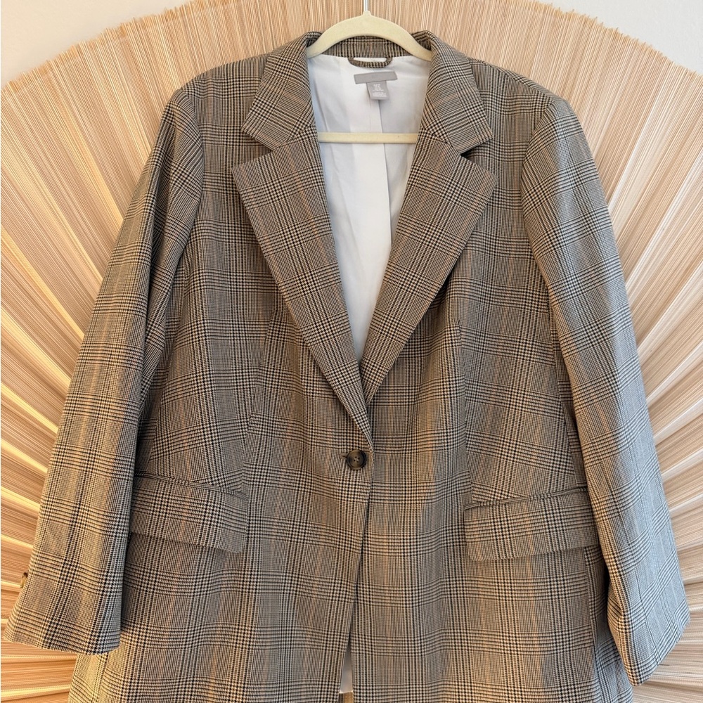 Oversized Classic Plaid Women's Blazer